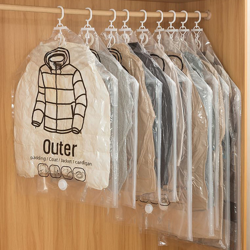옷걸이형 진공팩 의류 보관 패딩 겨울 옷 걸이 진공 압축팩 그림 중형